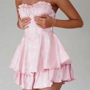 Paris Muse Gathered Bust Romper in Pink